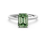White gold Fancy Green Emerald  Cut Solitaire Engagement Ring with Four-Prong Setting and Classic Band_20