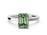 White gold Fancy Green Emerald  Cut Solitaire Engagement Ring with Four-Prong Setting on a Classic Band_19