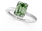White gold Fancy Green Emerald  Cut Solitaire Engagement Ring with Four-Prong Setting on a Classic Band_21