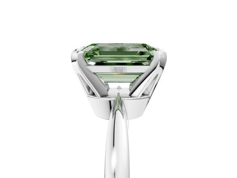 White gold Fancy Green Emerald Cut Solitaire Engagement Ring with Six-Prong Setting and Tapered Band_5