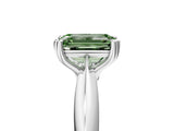 White gold Fancy Green Emerald  Cut Solitaire Engagement Ring with Tapered Band and Four-Prong Setting 5