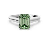 White gold Fancy Green Emerald Cut Solitaire Engagement Ring with Tapered Band and Four-Prong Setting_15