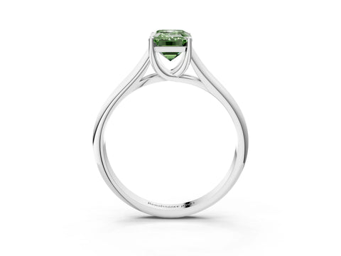 White gold Fancy Green Emerald Cut Solitaire Engagement Ring with Tapered Band and Four-Prong Setting_18