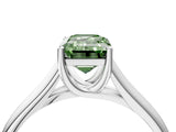 White gold Fancy Green Emerald Cut Solitaire Engagement Ring with Tapered Band and Four-Prong Setting_19