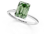 White gold Fancy Green Emerald  Cut Solitaire Engagement Ring with Thin Band and Four-Prong Setting_4