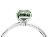 White gold Fancy Green Emerald  Cut Solitaire Engagement Ring with Thin Band and Four-Prong Setting_7