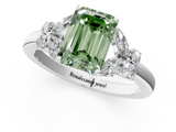 White gold Fancy Green Emerald  Cut Solitaire Floral Diamond Ring with Four-Prong Setting_37
