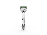 White gold Fancy Green Emerald  Cut Solitaire Floral Diamond Ring with Four-Prong Setting_38
