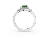 White gold Fancy Green Emerald  Cut Solitaire Floral Diamond Ring with Four-Prong Setting_39