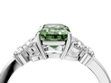 White gold Fancy Green Emerald  Cut Solitaire Floral Diamond Ring with Four-Prong Setting_40