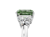 White gold Fancy Green Emerald  Cut Solitaire Floral Diamond Ring with Four-Prong Setting_41