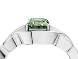 White gold Fancy Green Emerald Cut Solitaire Intertwined Band Prong Setting Ring_4