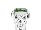 White gold Fancy Green Emerald Cut Solitaire Intertwined Band Prong Setting Ring_5