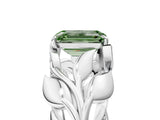White gold Fancy Green Emerald Cut Solitaire Leaf-Inspired Engagement Ring with Prong Setting_17