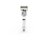 White gold Fancy Green Emerald Cut Solitaire Milgrain Leaf Band with Prong Setting_14