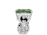White gold Fancy Green Emerald Cut Solitaire Milgrain Leaf Band with Prong Setting_5