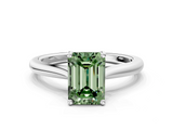 White gold Fancy Green Emerald  Cut Solitaire Ring with Cathedral Band and Four-Prong Setting_72