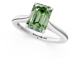 White gold Fancy Green Emerald  Cut Solitaire Ring with Cathedral Band and Four-Prong Setting_73