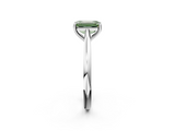 White gold Fancy Green Emerald  Cut Solitaire Ring with Cathedral Band and Four-Prong Setting_74