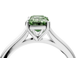White gold Fancy Green Emerald  Cut Solitaire Ring with Cathedral Band and Four-Prong Setting_76