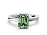 White gold Fancy Green Emerald  Cut Solitaire Ring with Four-Prong Setting and Classic Band_42
