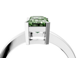 White gold Fancy Green Emerald  Cut Solitaire Ring with Four-Prong Setting and Classic Band_46