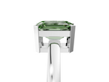 White gold Fancy Green Emerald  Cut Solitaire Ring with Four-Prong Setting and Classic Band_47