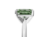 White gold Fancy Green Emerald  Cut Solitaire Ring with Four-Prong Setting on a Classic Band_63