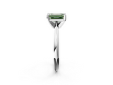 White gold Fancy Green Emerald  Cut Solitaire Ring with Four-Prong Setting on a Classic Band_64