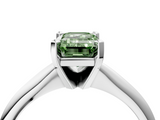 White gold Fancy Green Emerald  Cut Solitaire Ring with Four-Prong Setting on a Classic Band_66