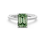 White gold Fancy Green Emerald  Cut Solitaire Ring with Thin Band and Four-Prong Setting_16