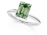 White gold Fancy Green Emerald  Cut Solitaire Ring with Thin Band and Four-Prong Setting_17