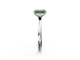 White gold Fancy Green Emerald  Cut Solitaire Ring with Thin Band and Four-Prong Setting_18