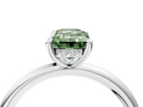 White gold Fancy Green Emerald  Cut Solitaire Ring with Thin Band and Four-Prong Setting_20