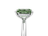 White gold Fancy Green Emerald  Cut Solitaire Ring with Thin Band and Four-Prong Setting_21