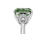 White gold Fancy Green Emerald Cut Solitaire Split Shank Pave Diamond Engagement Ring with Four-Prong Setting_53