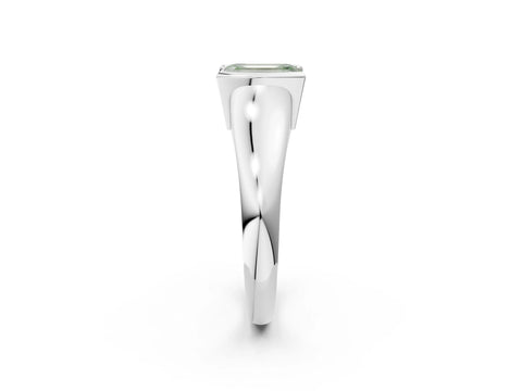 White gold Fancy Green Emerald Cut Solitaire Tension Set Diamond Ring with Split Shank Band_14