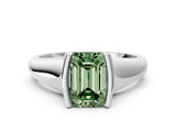 White gold Fancy Green Emerald Cut Solitaire Tension Set Diamond Ring with Split Shank Band_18
