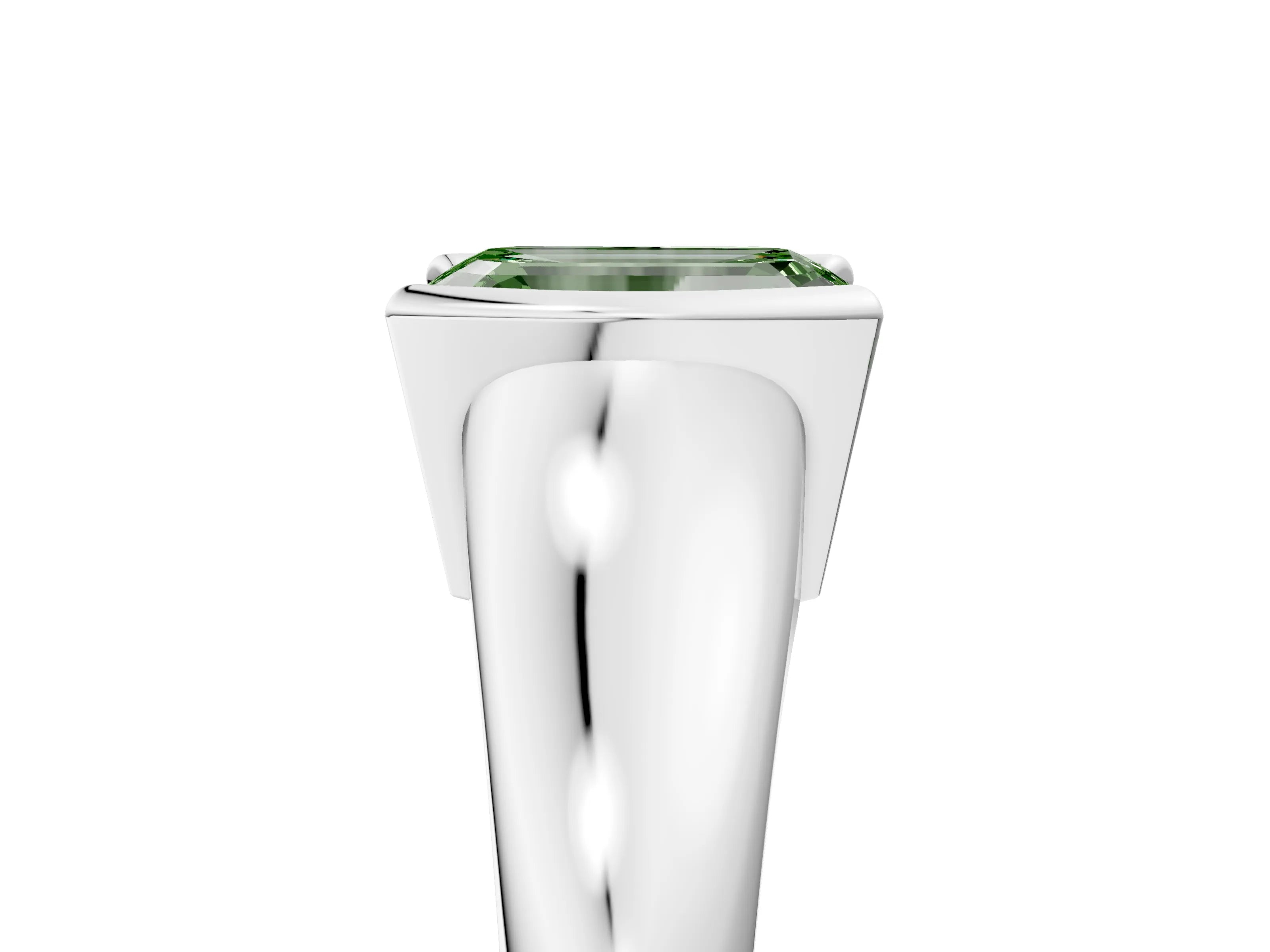 White gold Fancy Green Emerald Cut Solitaire Tension Set Diamond Ring with Split Shank Band_5