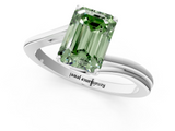 White gold Fancy Green Emerald  Cut Solitaire Twist Band Ring with Four-Prong Setting_21