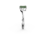 White gold Fancy Green Emerald  Cut Solitaire Twist Band Ring with Four-Prong Setting_22