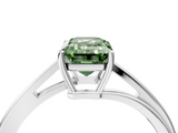 White gold Fancy Green Emerald  Cut Solitaire Twist Band Ring with Four-Prong Setting_24