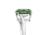 White gold Fancy Green Emerald  Cut Solitaire Twist Band Ring with Four-Prong Setting_25
