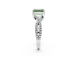 White gold Fancy Green Emerald Cut Solitaire Twist Pave Diamond Engagement Ring with Prong Setting_14