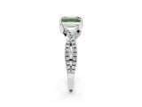 White gold Fancy Green Emerald Cut Solitaire Twist Pave Diamond Engagement Ring with Prong Setting_14