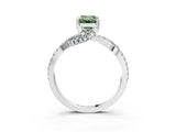 White gold Fancy Green Emerald Cut Solitaire Twist Pave Diamond Engagement Ring with Prong Setting_15