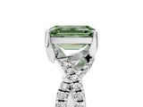 White gold Fancy Green Emerald Cut Solitaire Twist Pave Diamond Engagement Ring with Prong Setting_17
