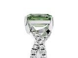 White gold Fancy Green Emerald Cut Solitaire Twist Pave Diamond Engagement Ring with Prong Setting_17