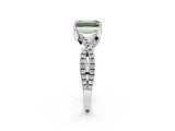 White gold Fancy Green Emerald Cut Solitaire Twist Pave Diamond Engagement Ring with Prong Setting_32