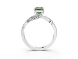 White gold Fancy Green Emerald Cut Solitaire Twist Pave Diamond Engagement Ring with Prong Setting_33